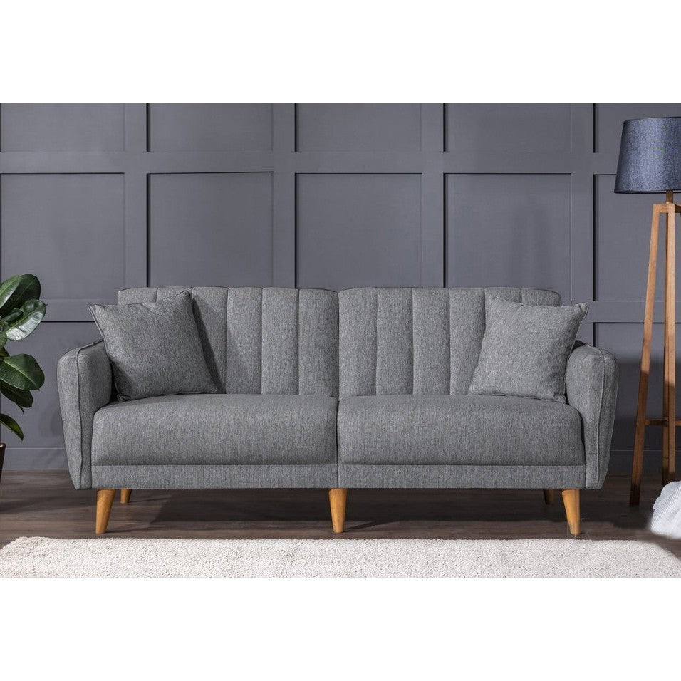 Ensemble canapé convertible 2 places et fauteuil Ikaria Tissu Anthracite