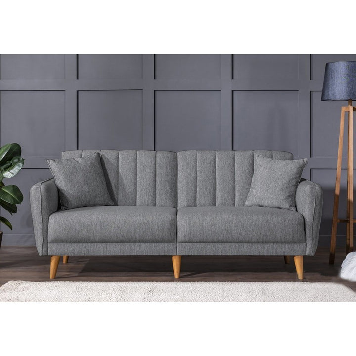 Ensemble canapé convertible 2 places et fauteuil Ikaria Tissu Anthracite