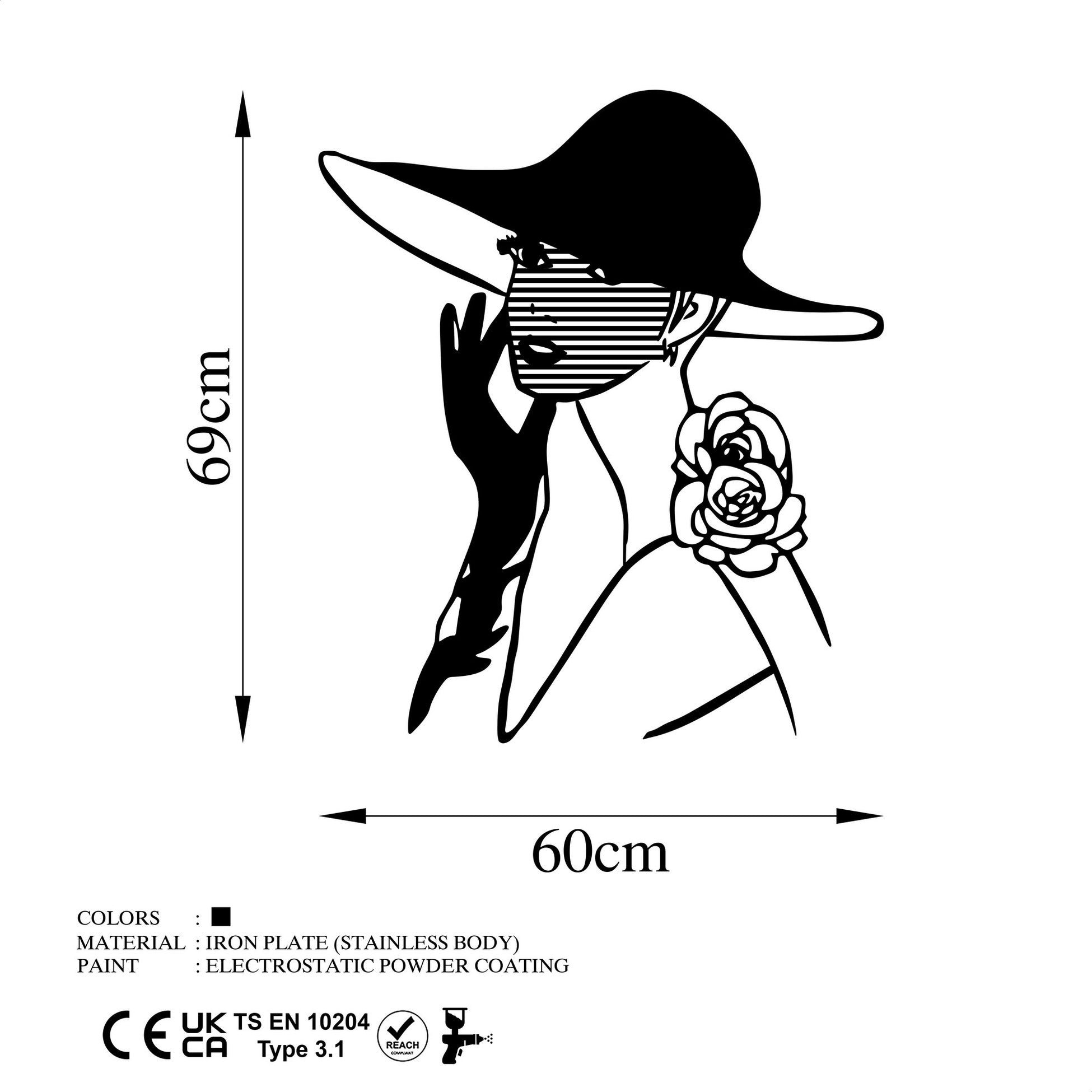 Accessoire mural en métal décoratif Striped Woman