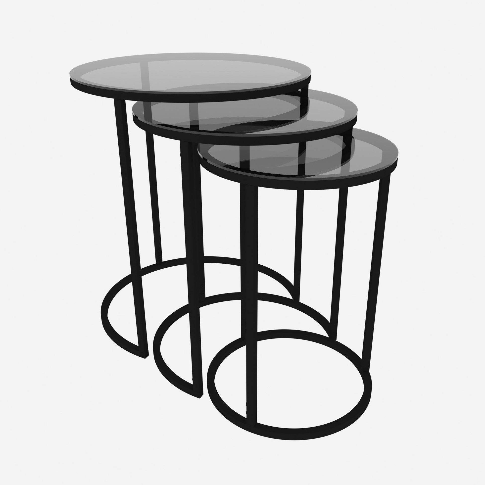 Set de 3 tables d'appoint kyyjärvi rondes gigognes noir transparent
