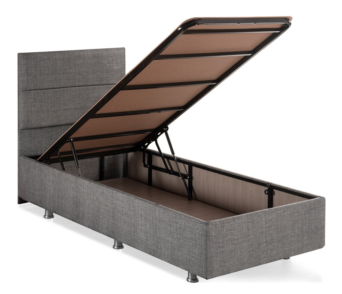 Base de lit unique et tête de lit Silver - Grey (90 x 200)