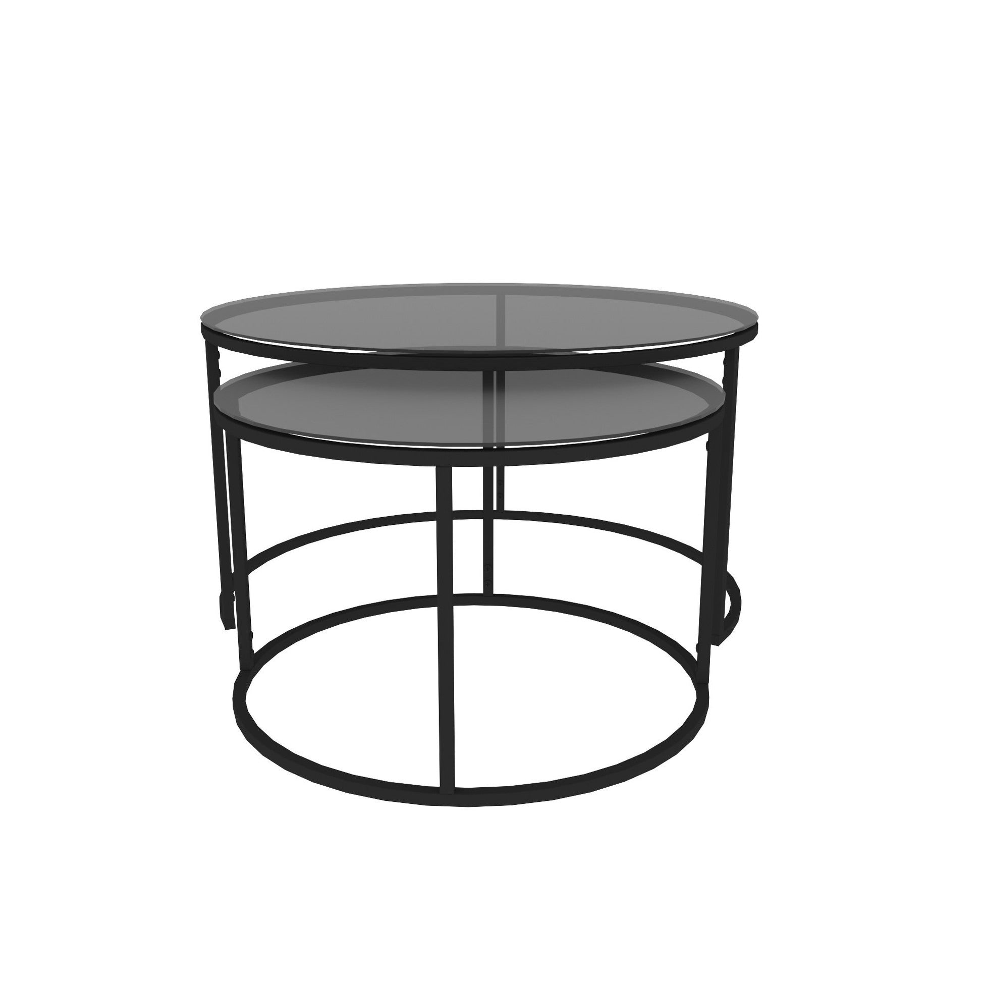 Set de 2 tables basses Kokkola rondes gigognes en verre fumé