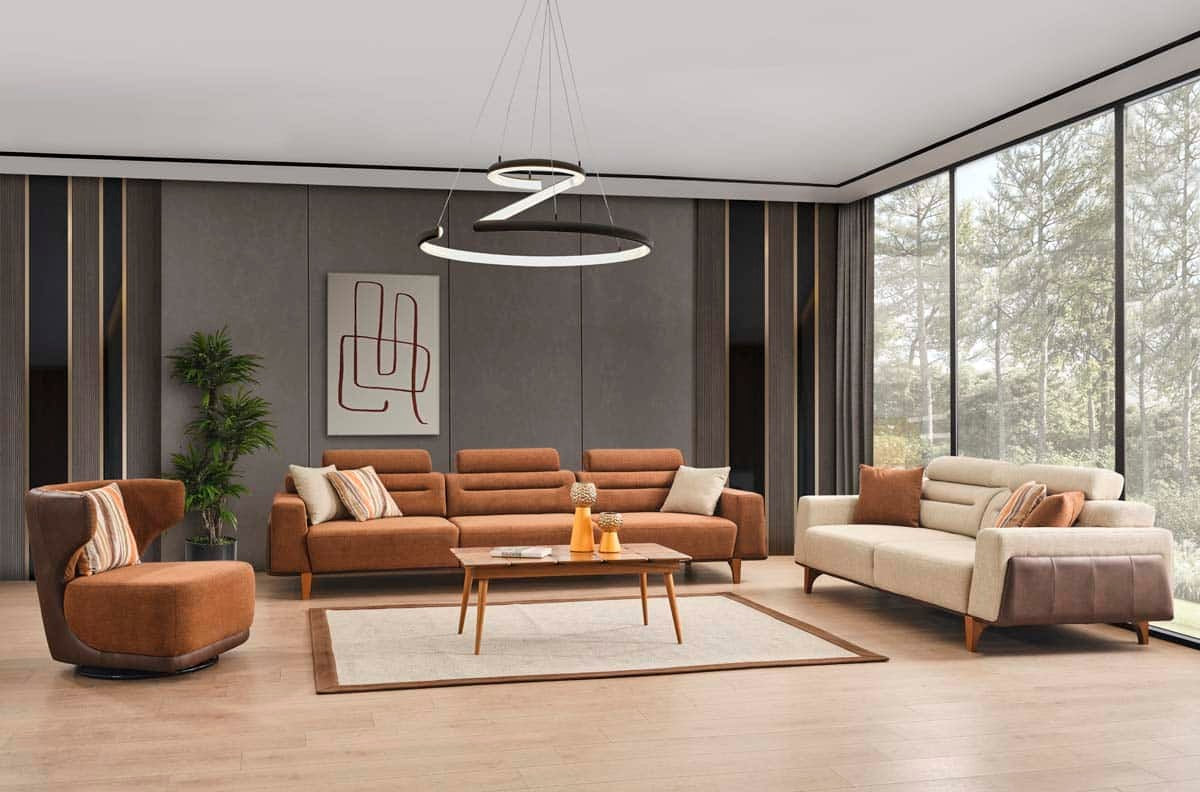 Oslo Ensemble de canapé crème couleur brique