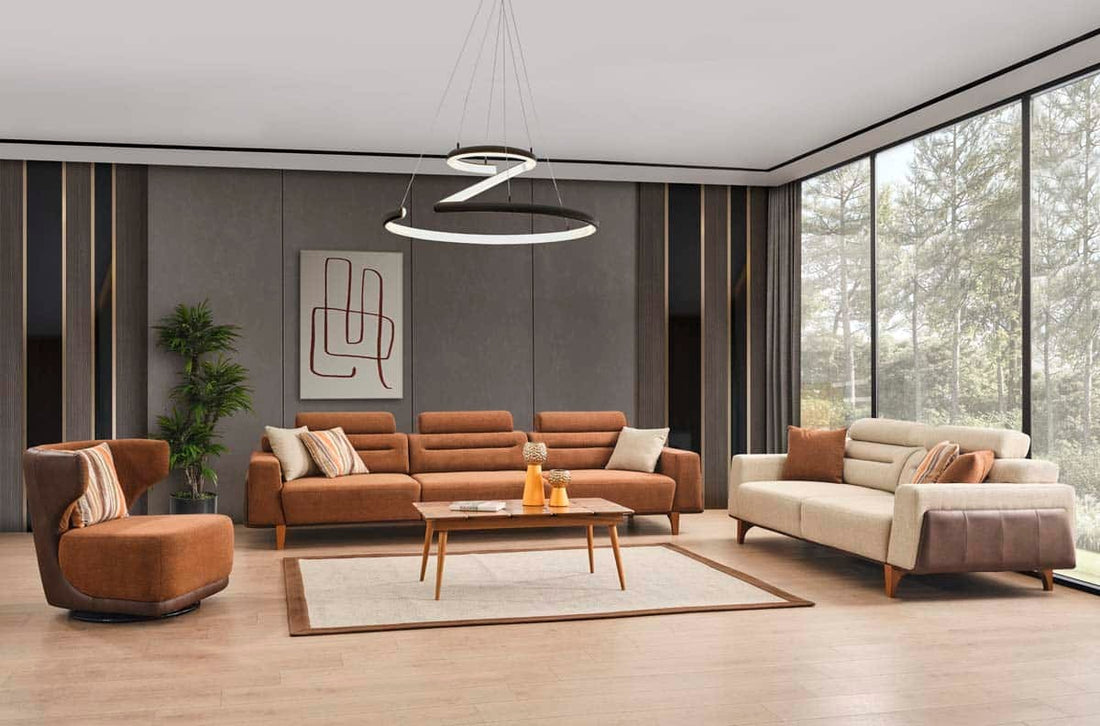 Oslo Ensemble de canapé crème couleur brique