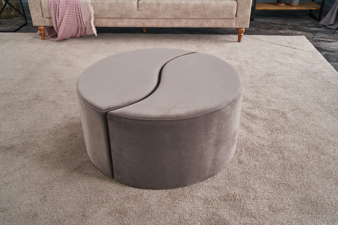 Lot de 2 poufs puzzle Ratsel L43xH40cm Velours Taupe