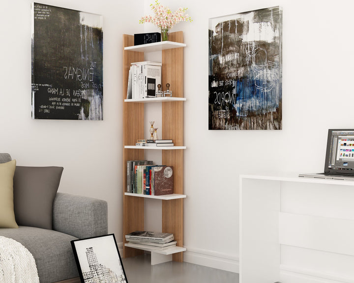Étagère à livres Als - Teak, White