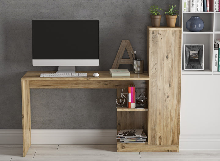 Ensemble bureau, bibliothèque et étagère Redi Bois clair