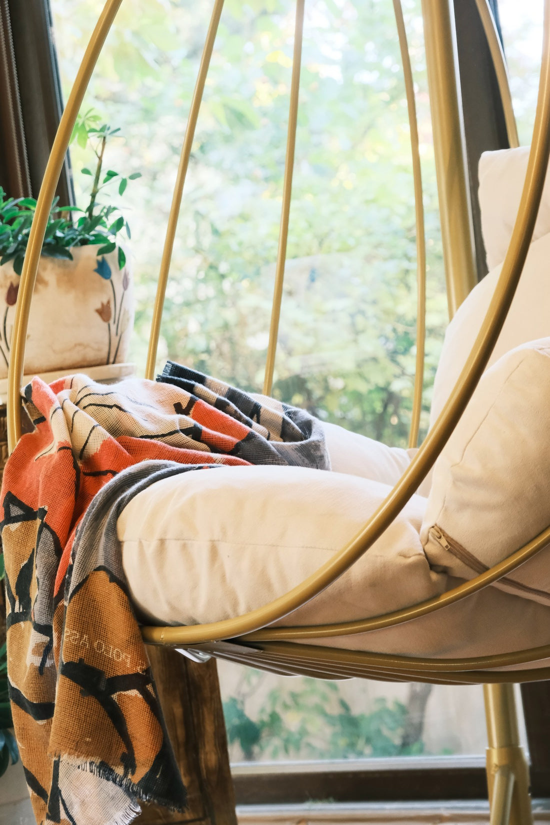 Chaise de balançoire unique de jardin Damla - Cream