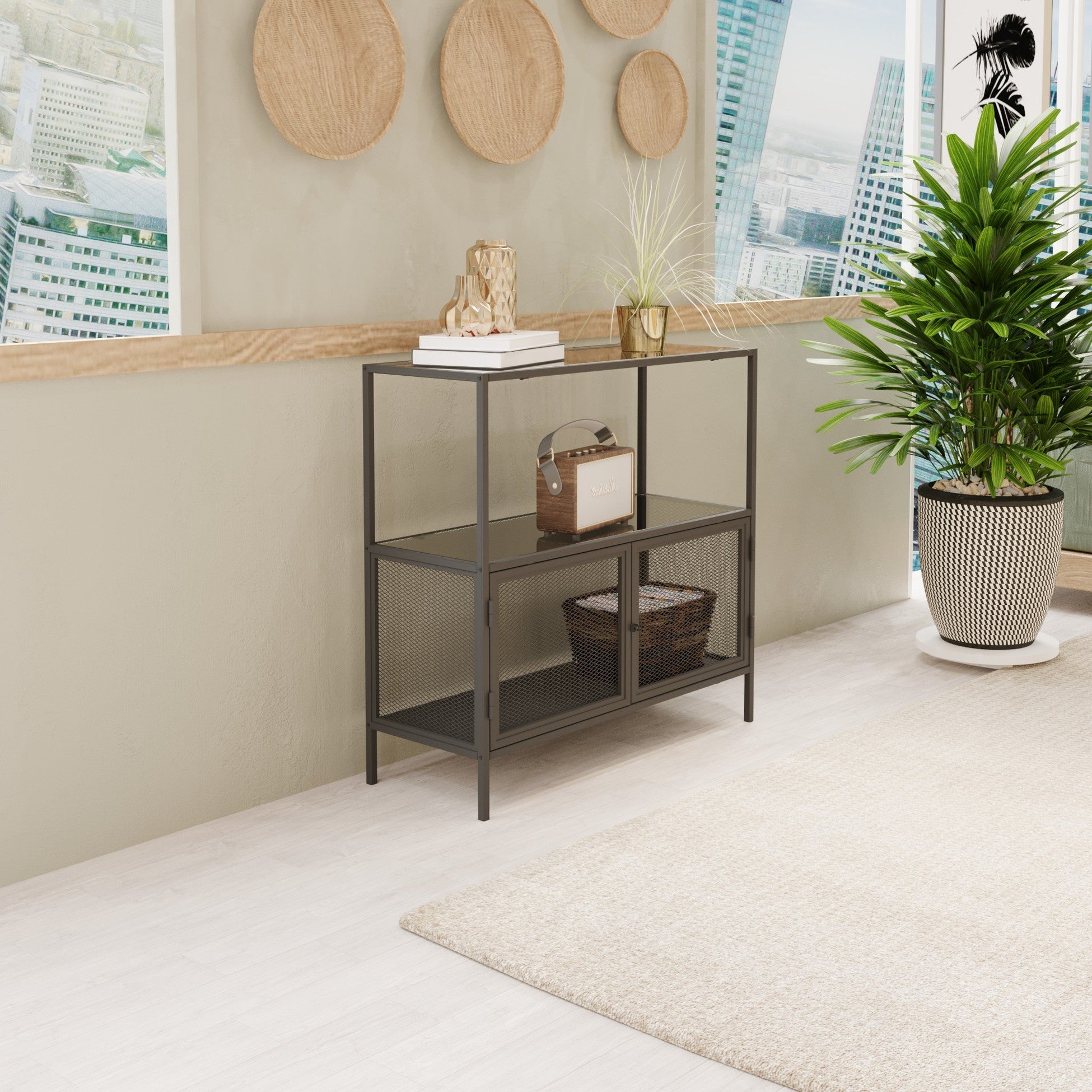 Console Tatu - Black, Smoked Glass