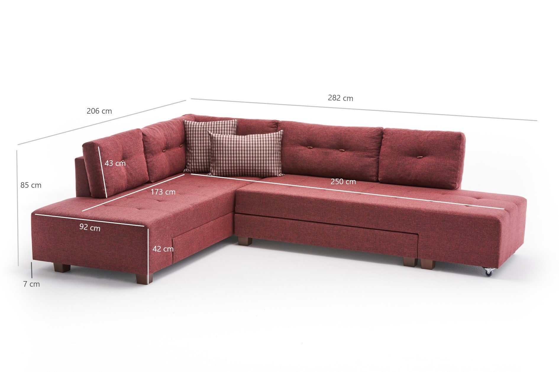Canapé d'angle Manama Corner Sofa Bed Left - Claret Red