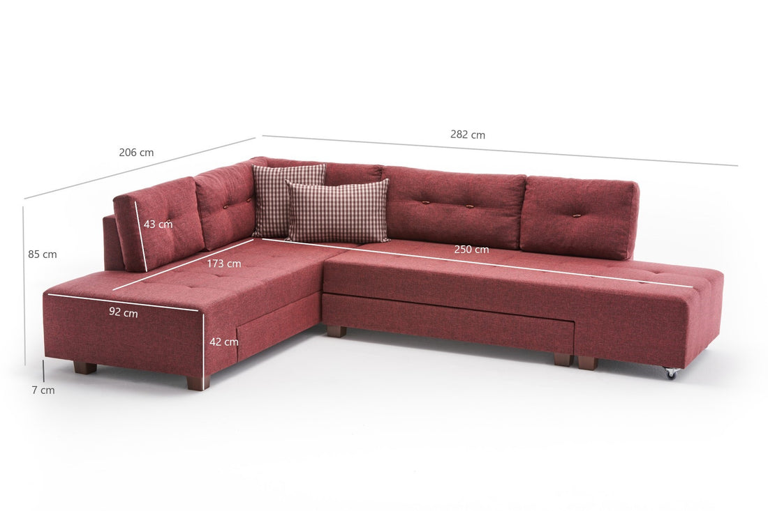 Canapé d'angle Manama Corner Sofa Bed Left - Claret Red
