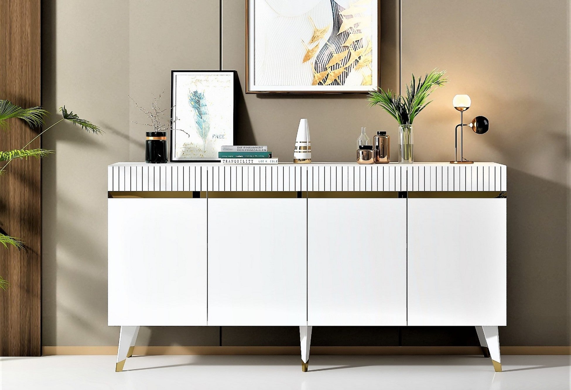 Console Defne - White, Gold