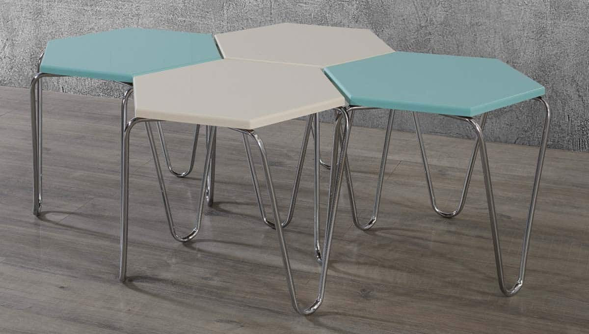 Piramit Table Gigognes Bleu Cyan Blanc