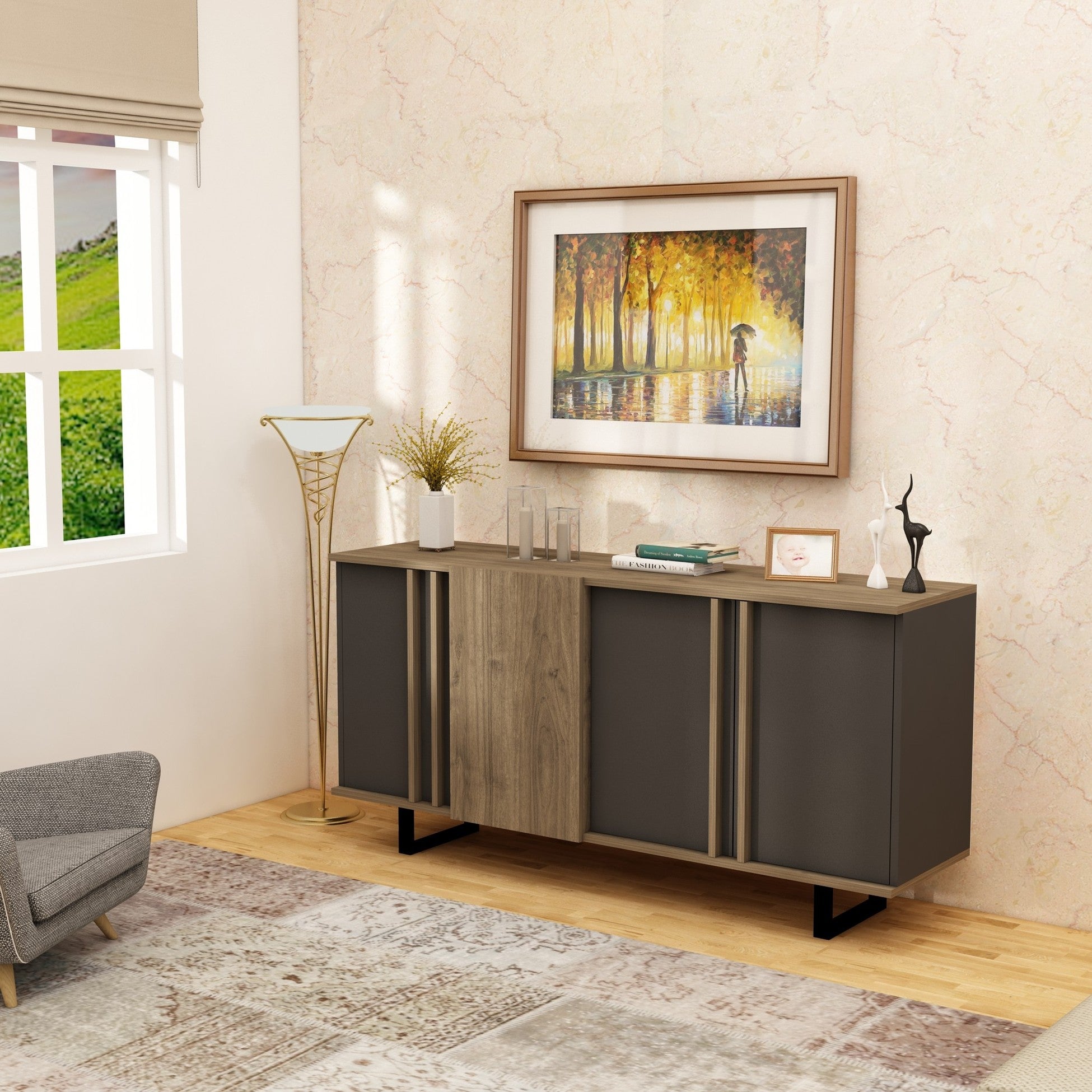 Console Deco - Walnut, Anthracite