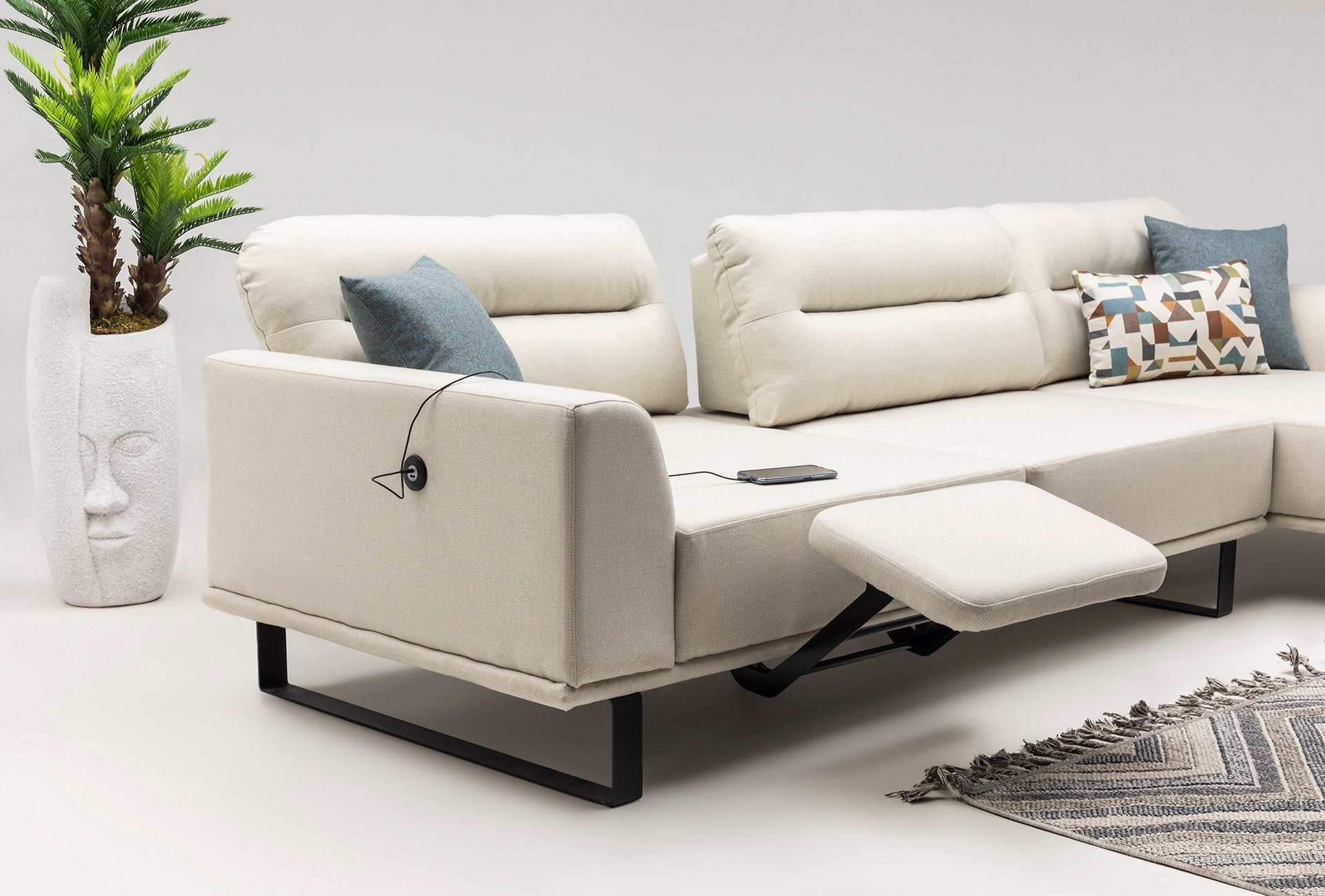 Alacati Canapé d’angle avec chargeur USB