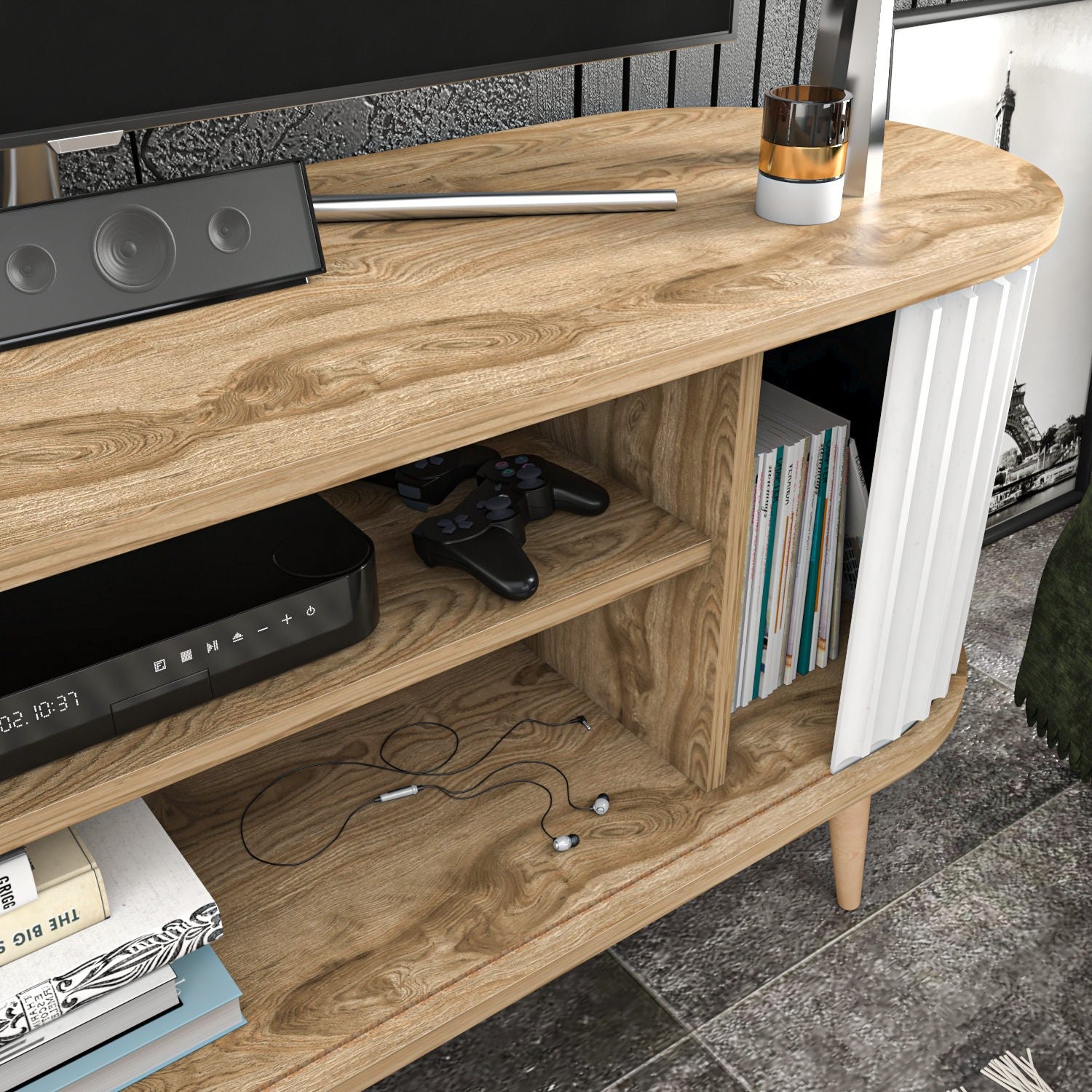 Meuble TV Stor - Oud Oak, White