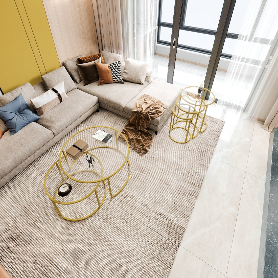 Table basse Belarus - Gold, Glass 60