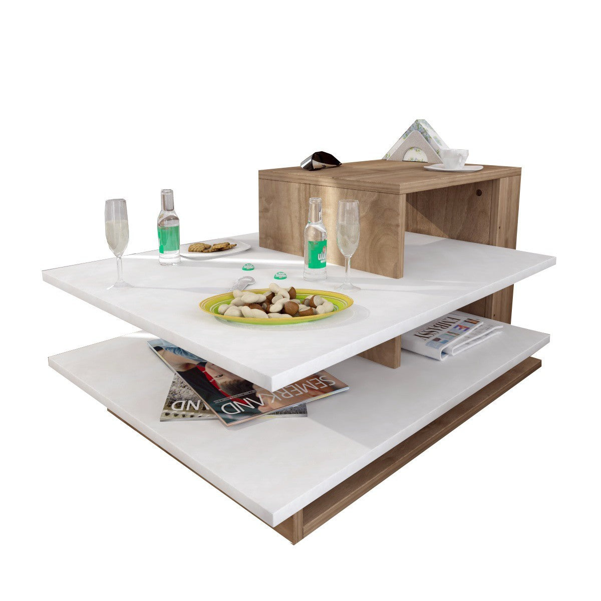 Table basse Venüs - White, Walnut