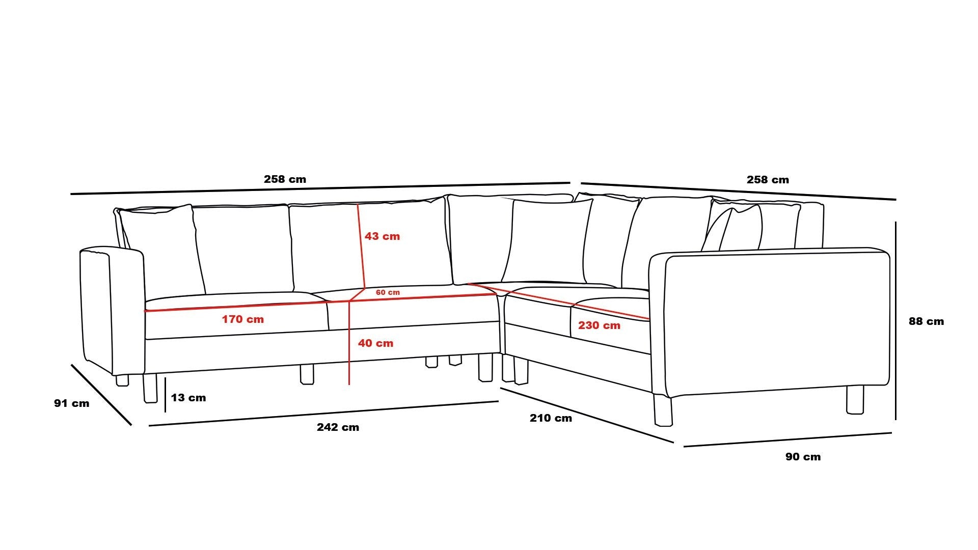 Canapé d'angle reversible Barlino Tissu Blanc crème pieds Or