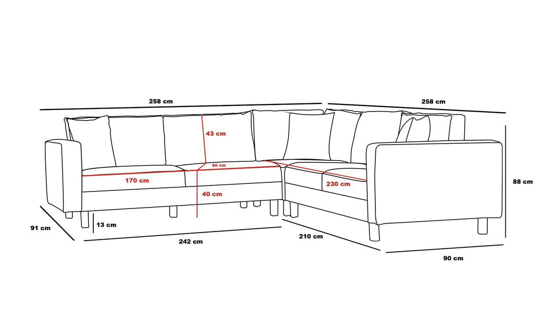 Canapé d'angle reversible Barlino Tissu Blanc crème pieds Or