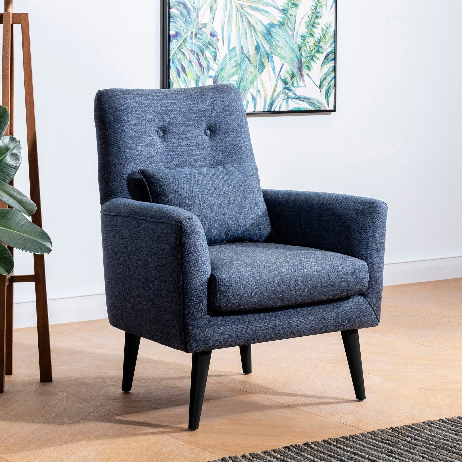 Ensemble canapé convertible 2 places et fauteuil Ikaria Tissu Bleu v2
