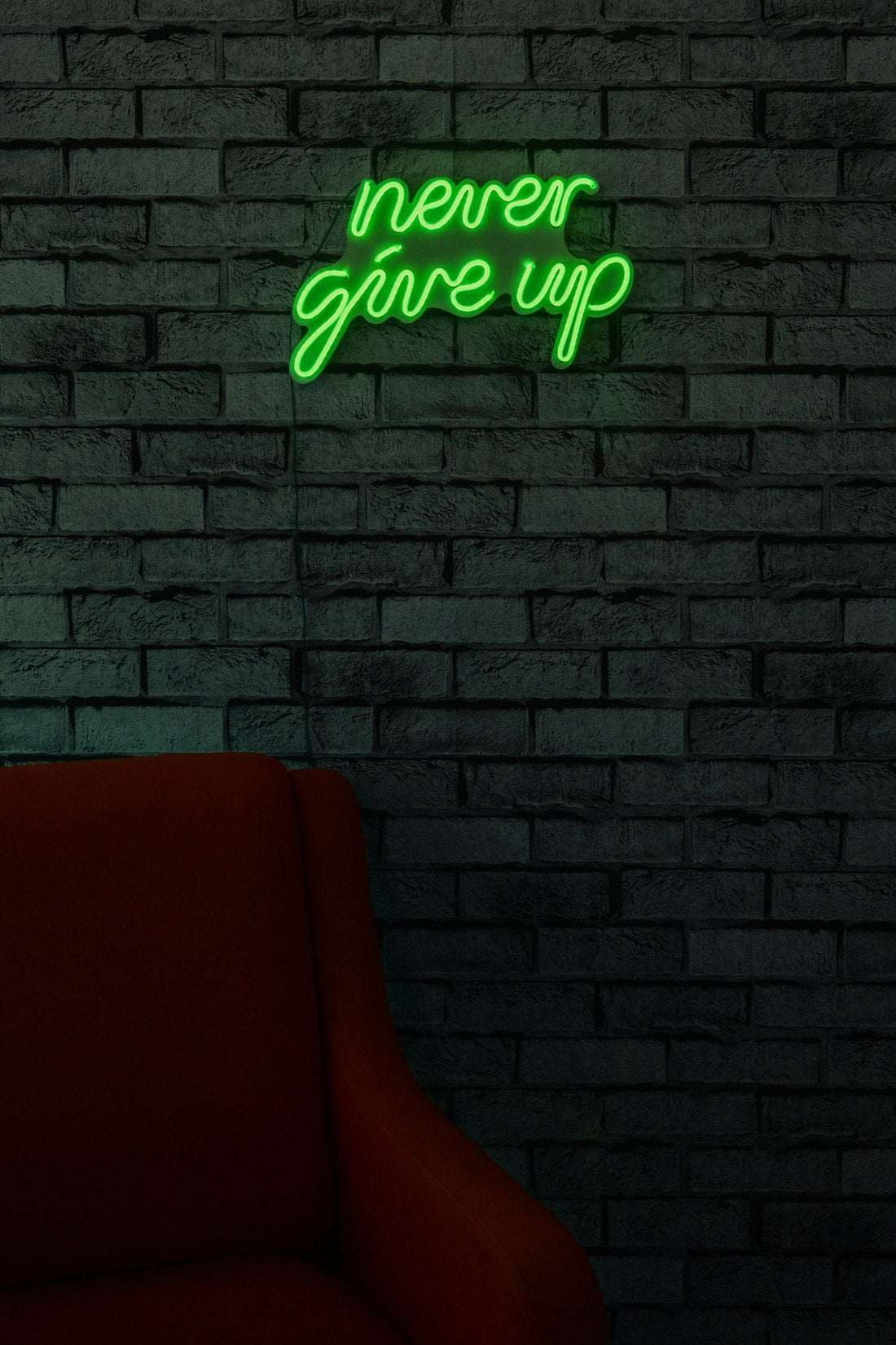 Éclairage LED en plastique décoratif Never Give Up - Green