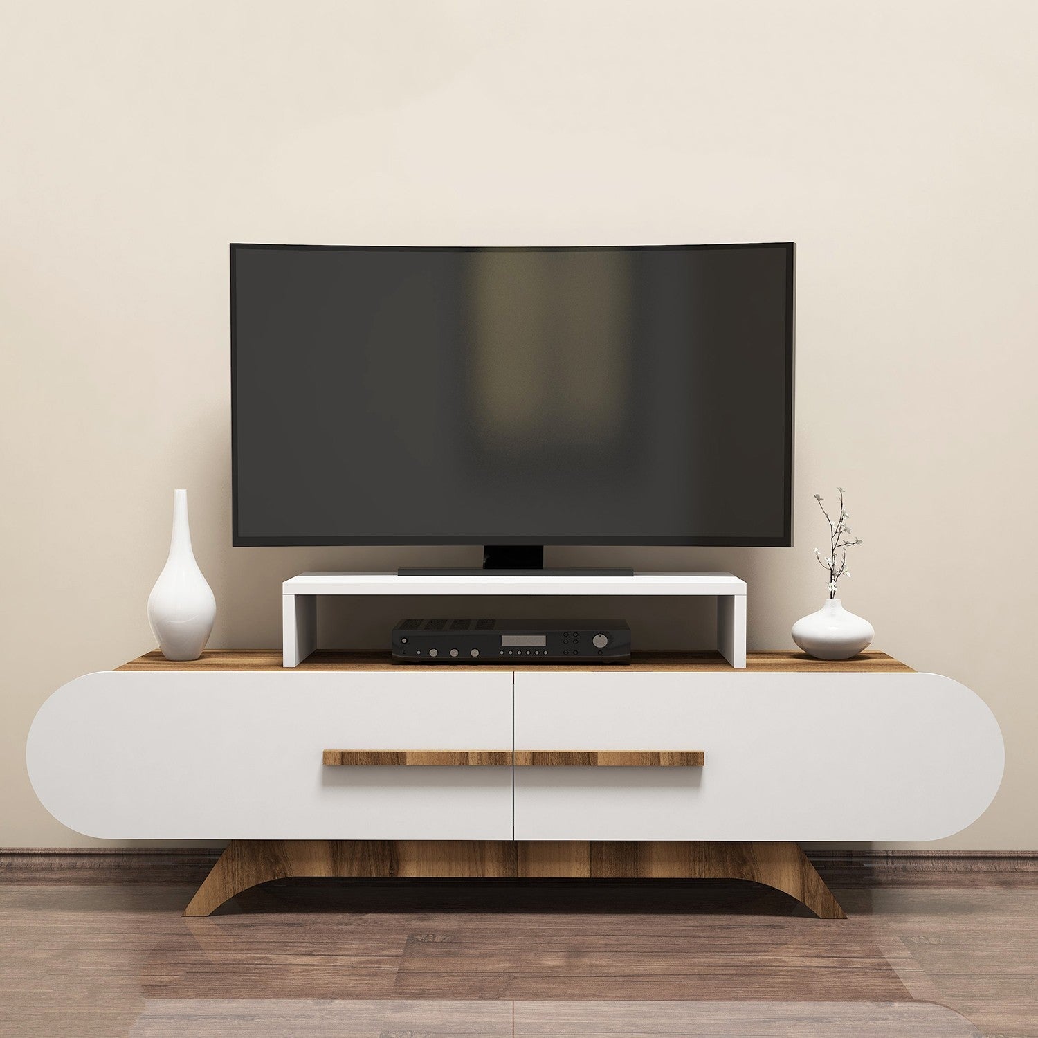 Meuble TV Rose - Walnut, White