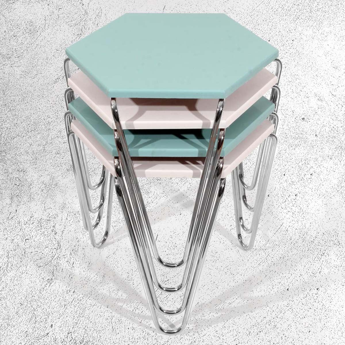 Piramit Table Gigognes Bleu Cyan Blanc