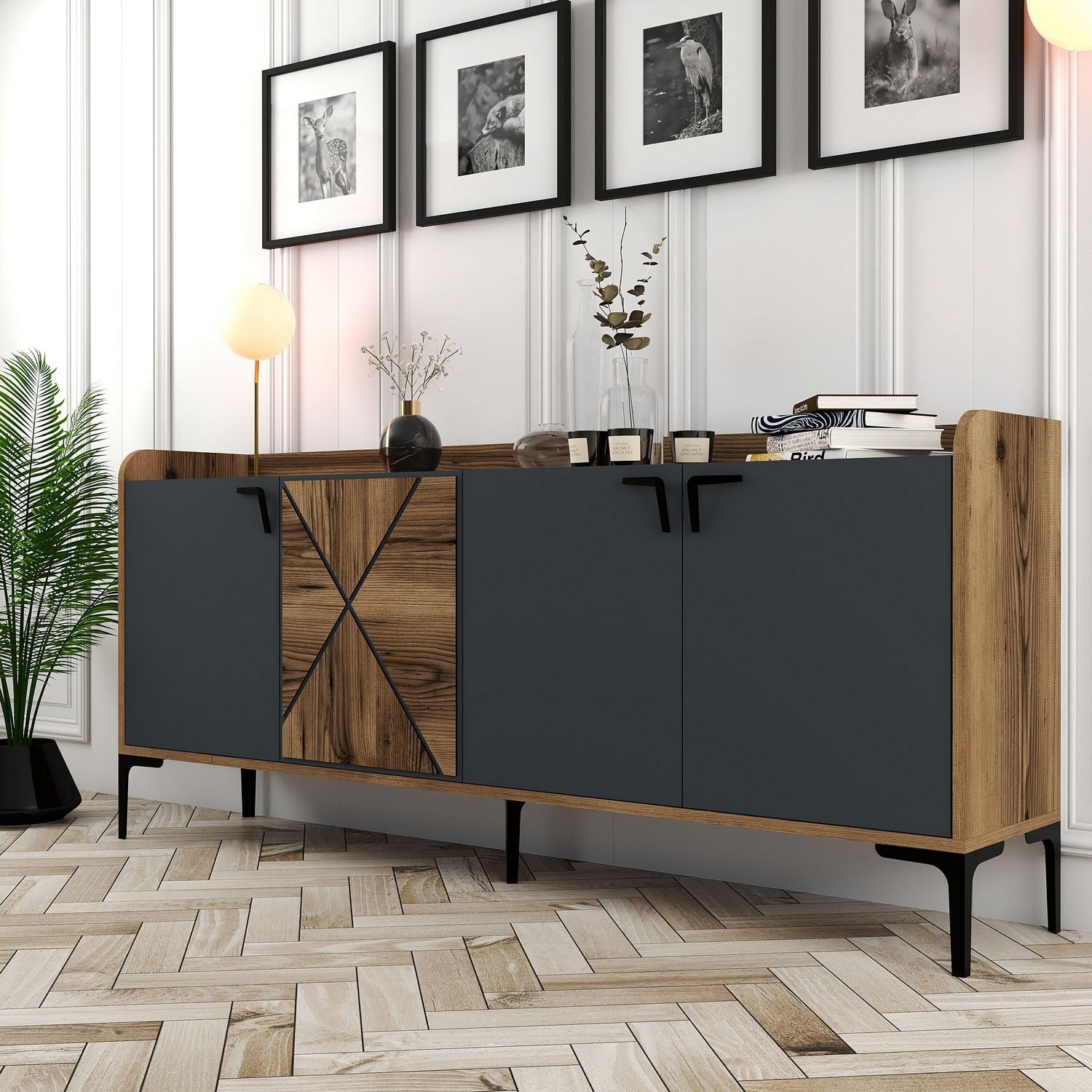 Console Venedik - Walnut, Anthracite