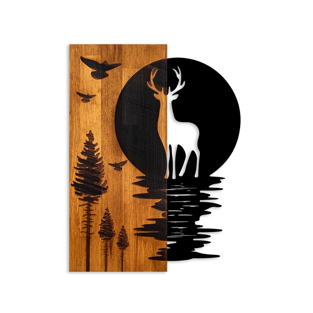 Accessoire mural en bois décoratif Deer and Moon