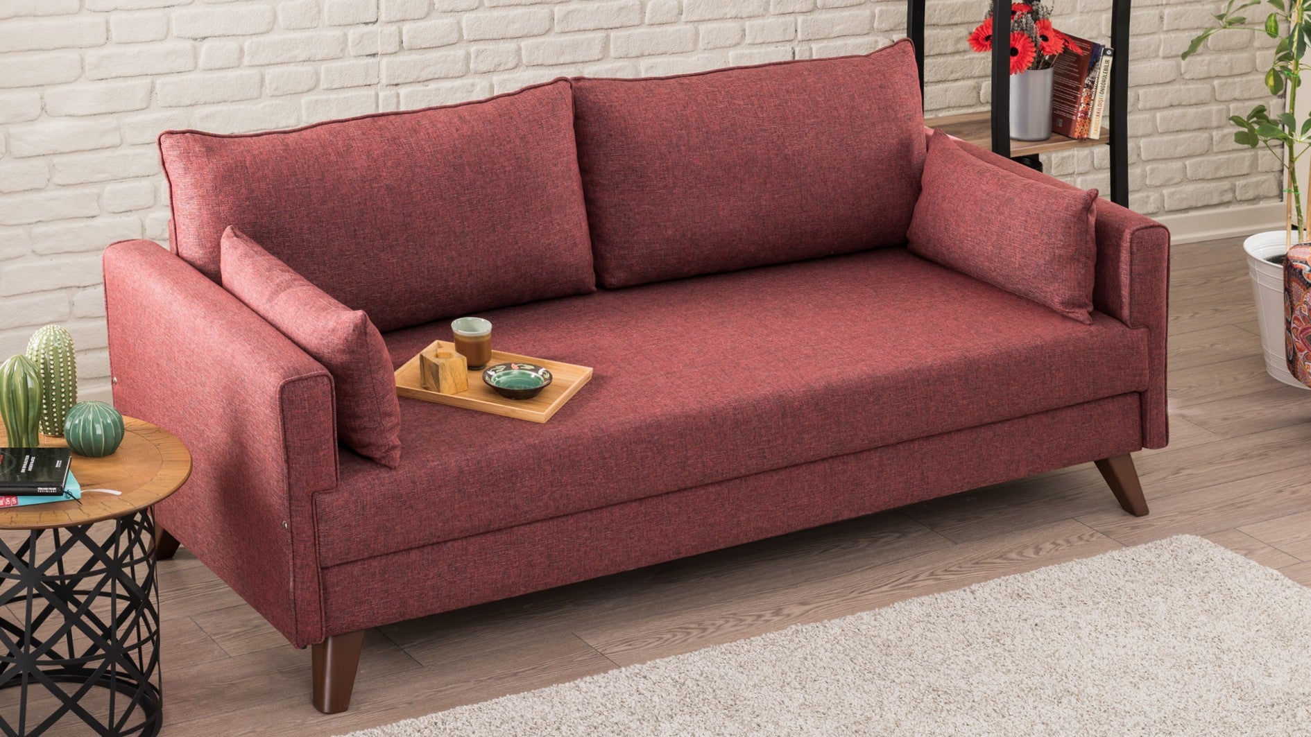 Canapé de 3 places Bella Sofa Bed - Claret Red