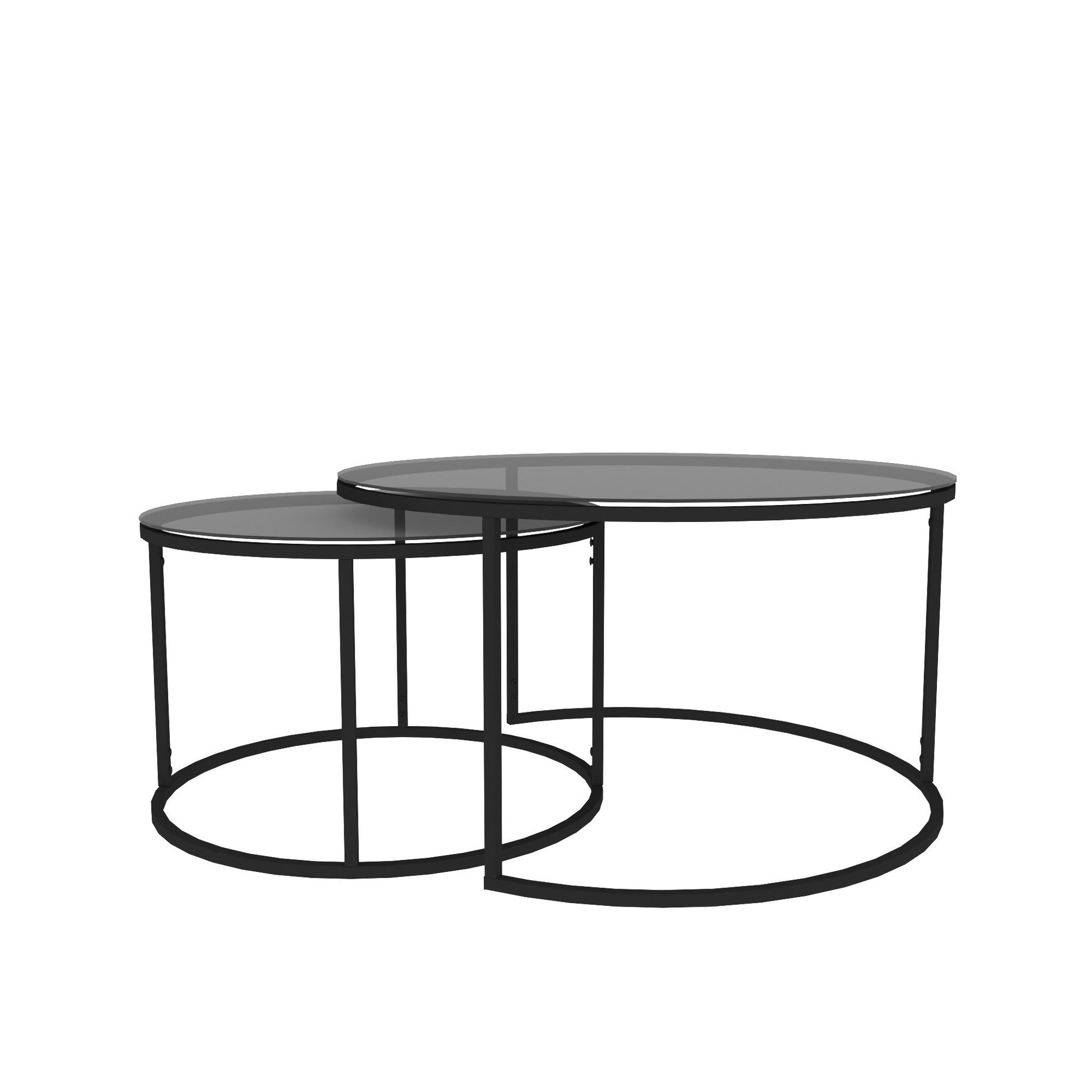 Set de 2 tables basses Kokkola rondes gigognes en verre fumé