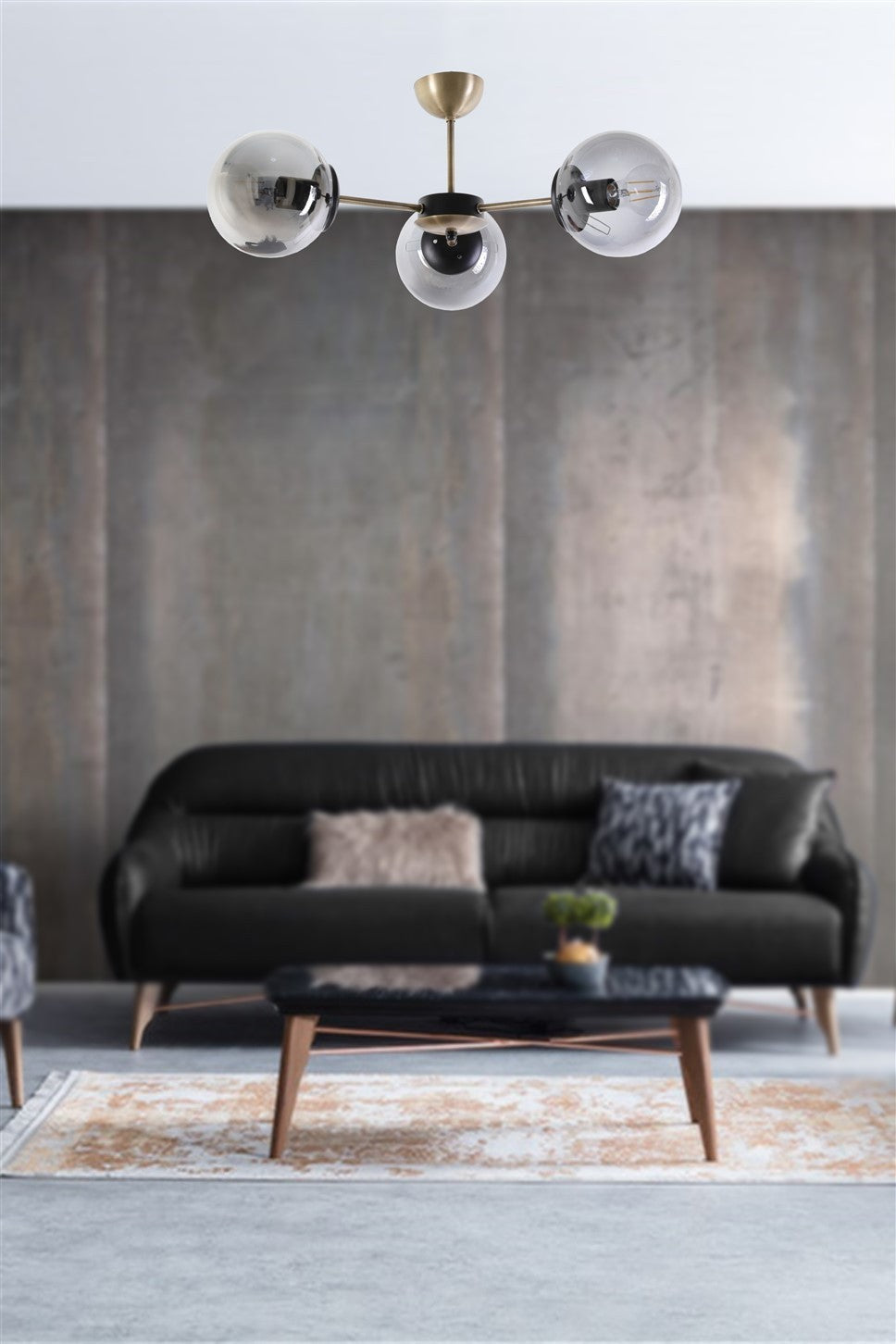 Lustre Venus 3 pièces en verre fumé