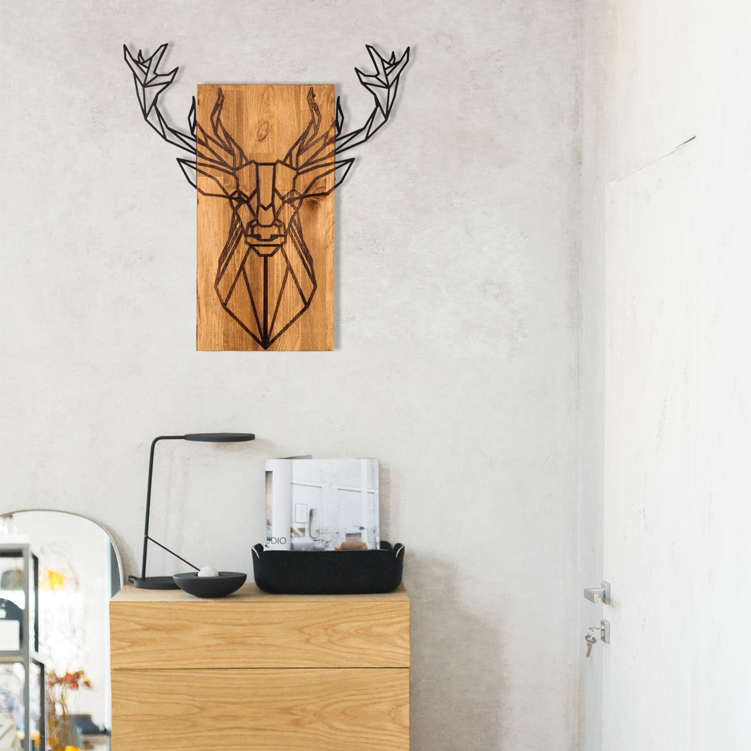 Accessoire mural en bois décoratif Deer