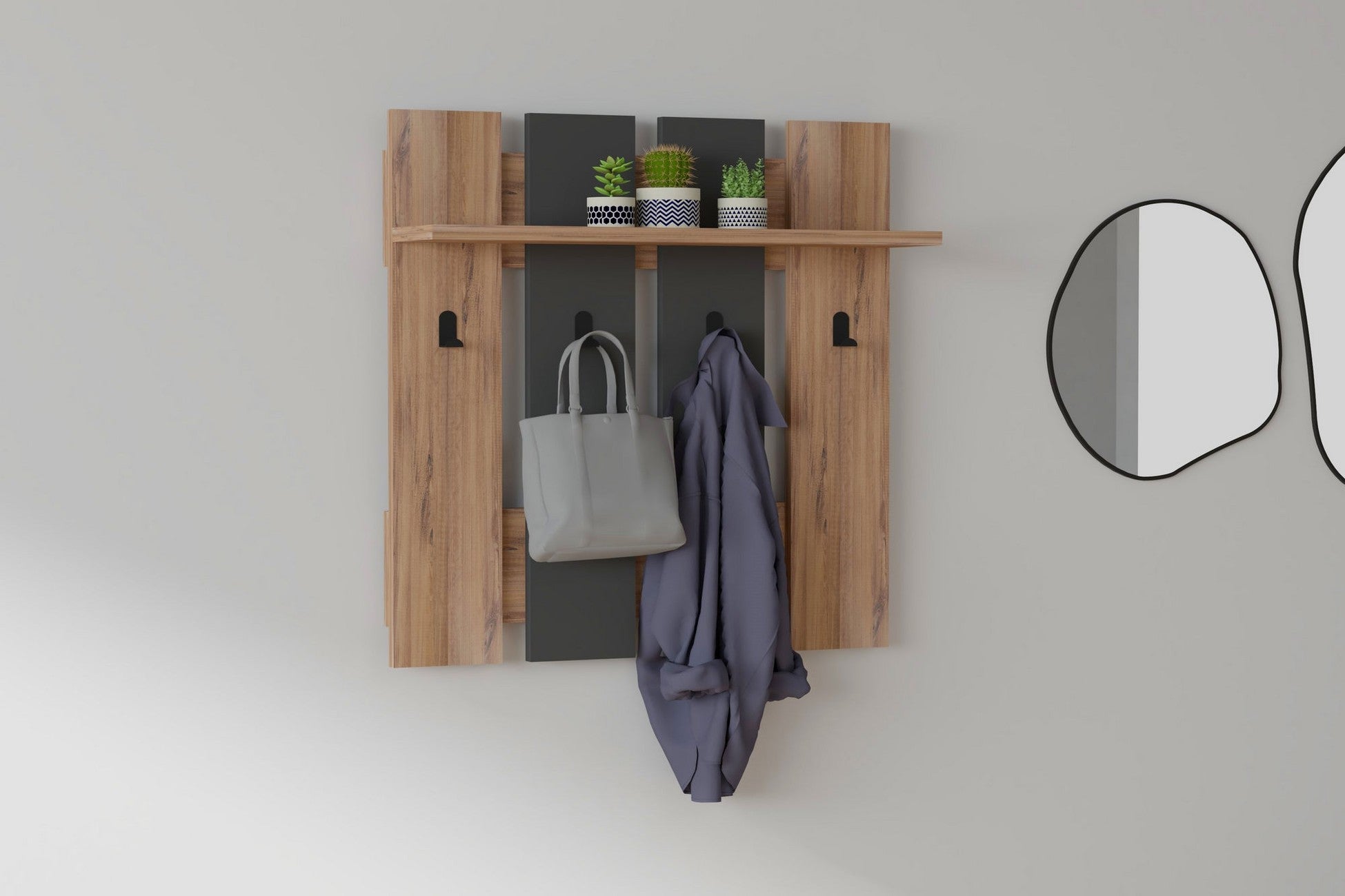 Crochet mural Mita - Walnut, Anhtacite