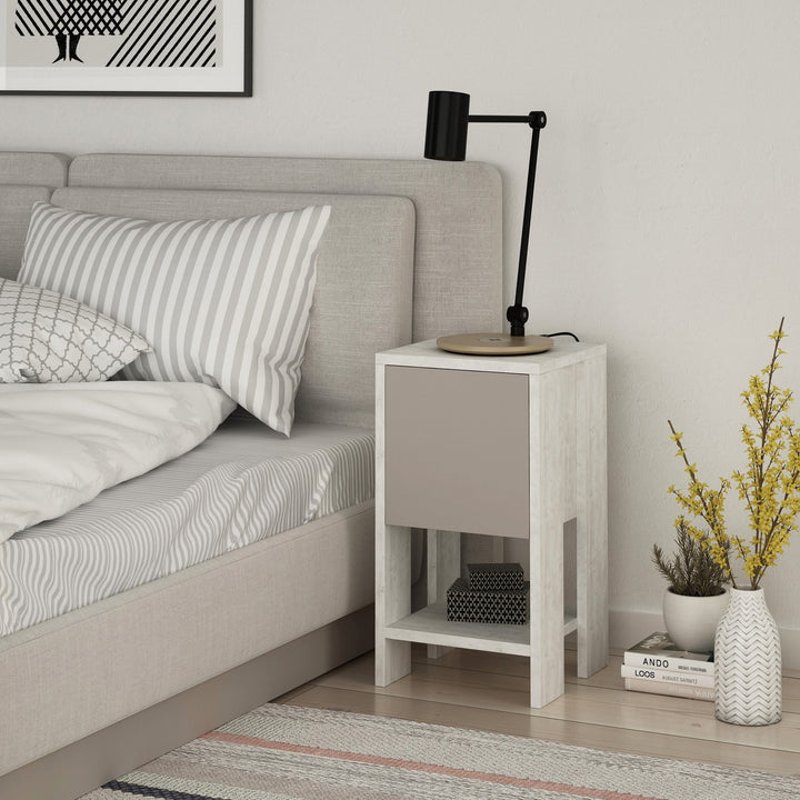 La table de nuit Ema - White, Light Mocha