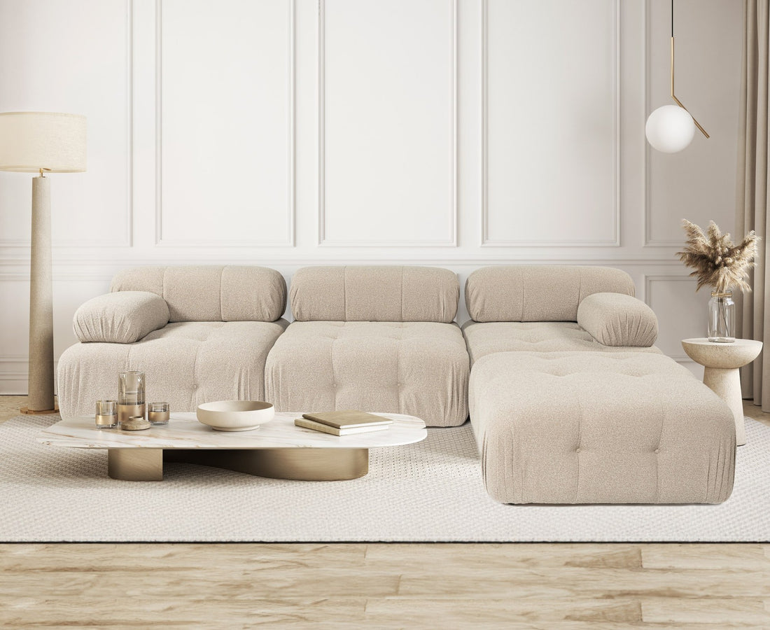 Canapé d'angle Doblo 3 Seater with Pouffe ( L1-O1-1R-Pouffe) - Peach