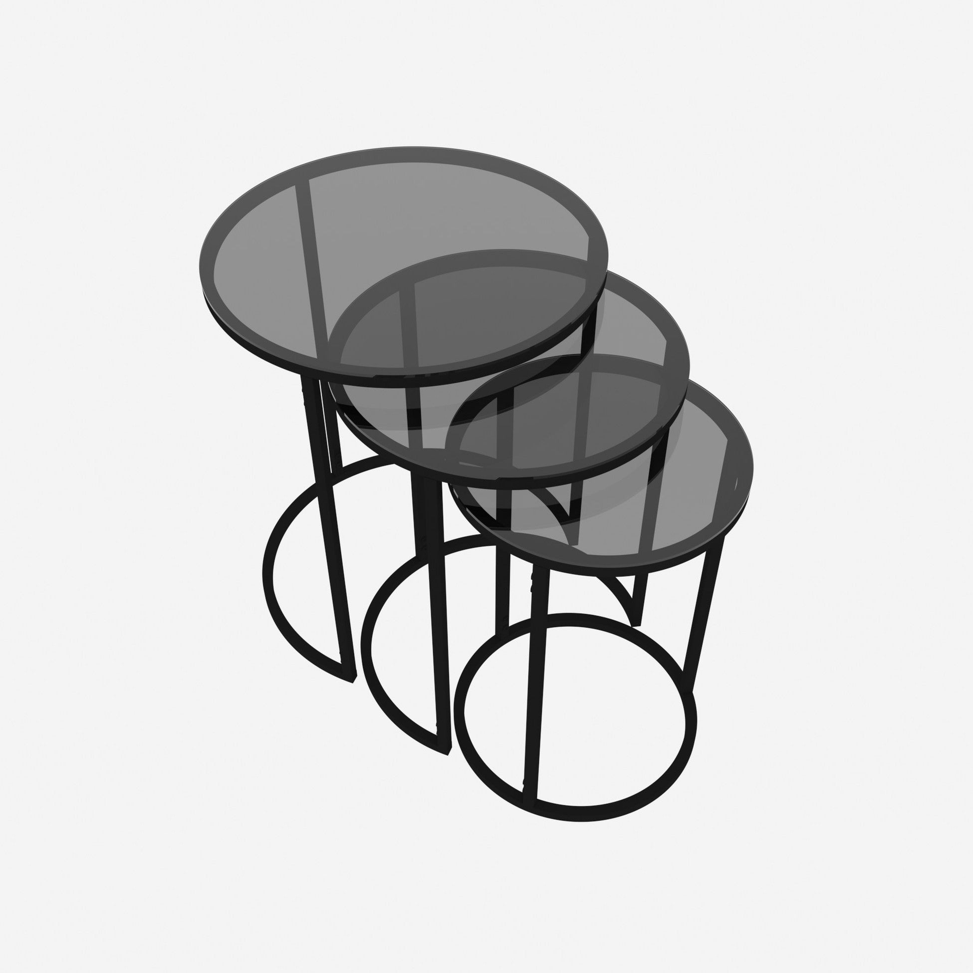 Set de 3 tables d'appoint kyyjärvi rondes gigognes noir transparent