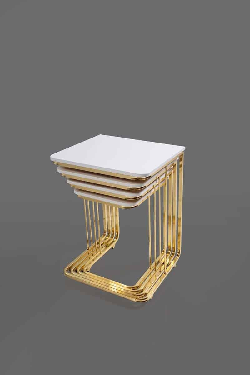 Vegas Table Gigognes Doré Blanc