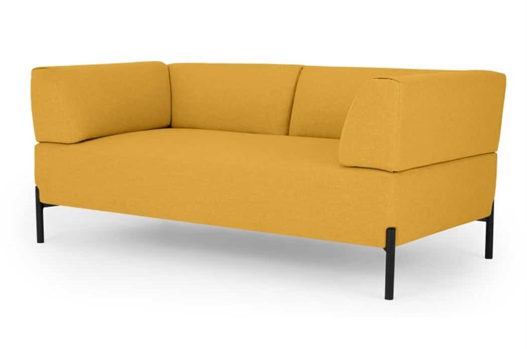 Osaka Canapé fixe 2 places en tissu avec pieds épingles Jaune