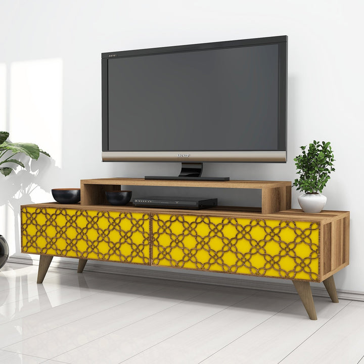 Meuble TV City - Walnut, Yellow