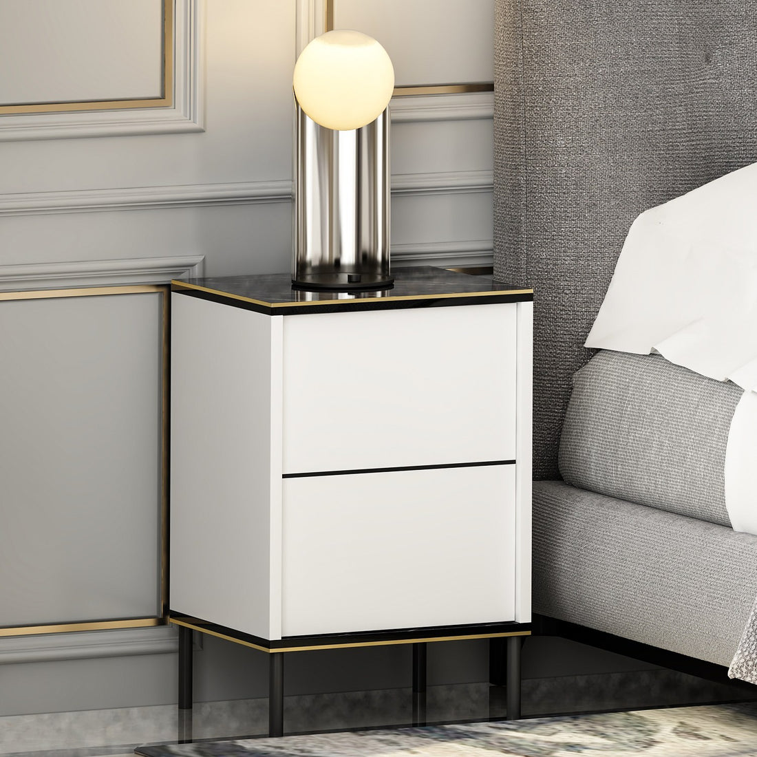 La table de nuit Imaj - White, Marble