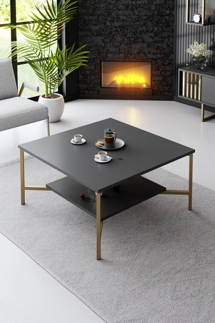 Table basse Gold Line - Anthracite, Black