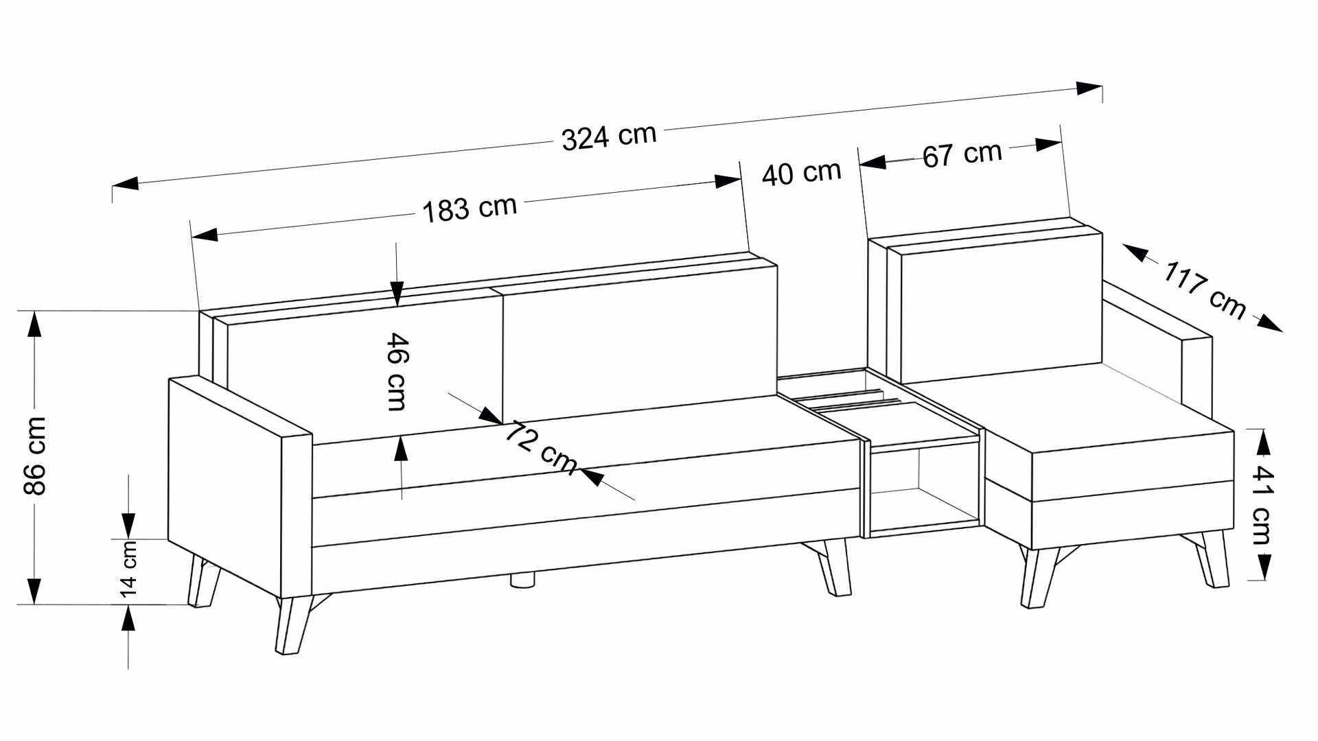 Canapé Kristal Rest Shelf Set - Beige