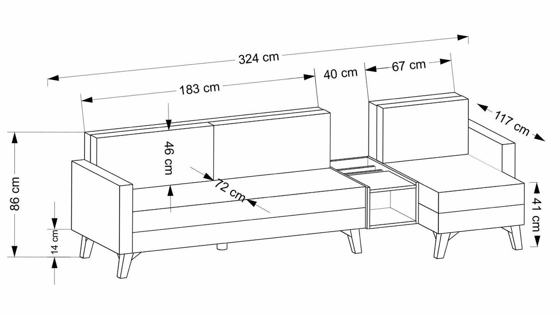 Canapé Kristal Rest Shelf Set - Beige