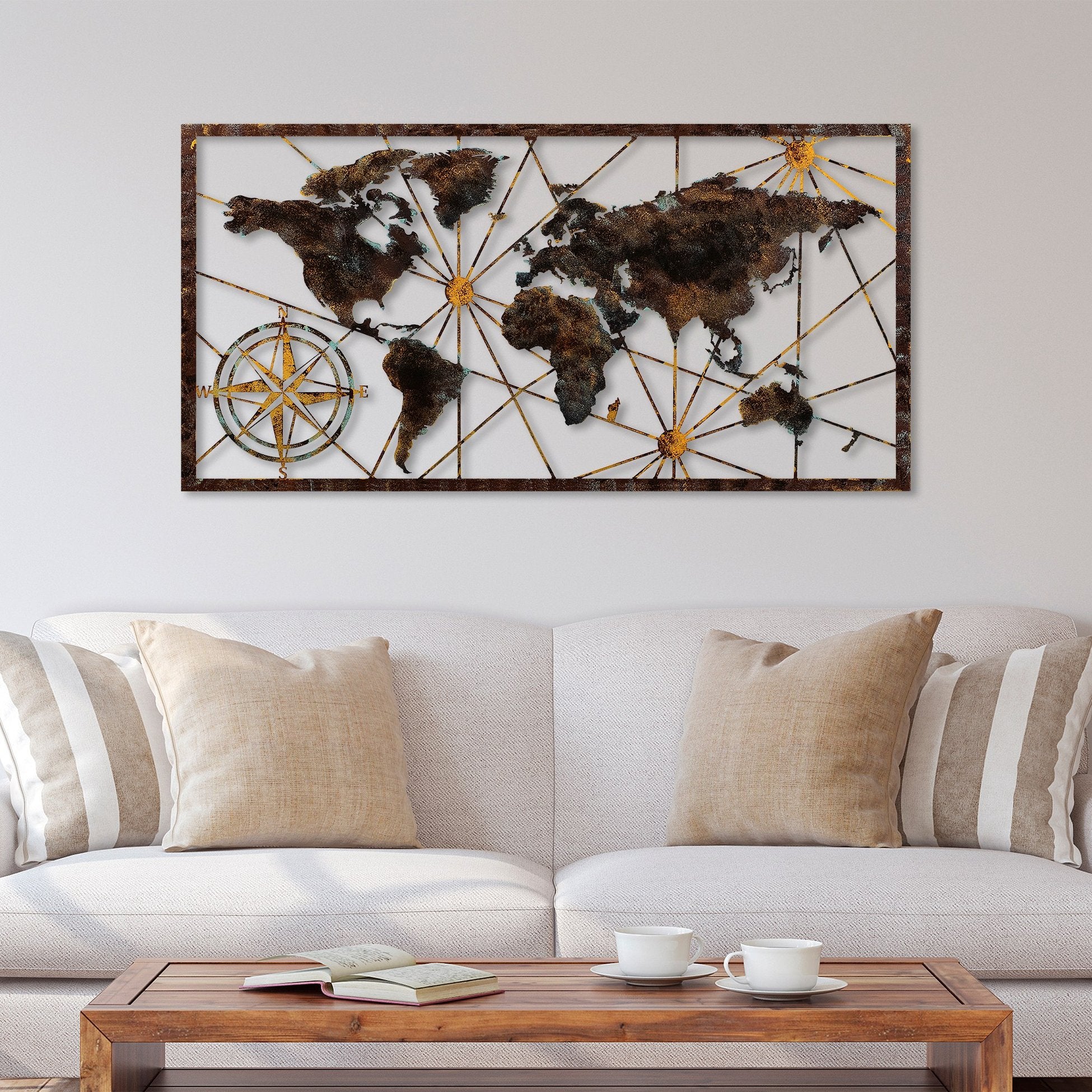 Accessoire mural en métal décoratif World Map Large - 1