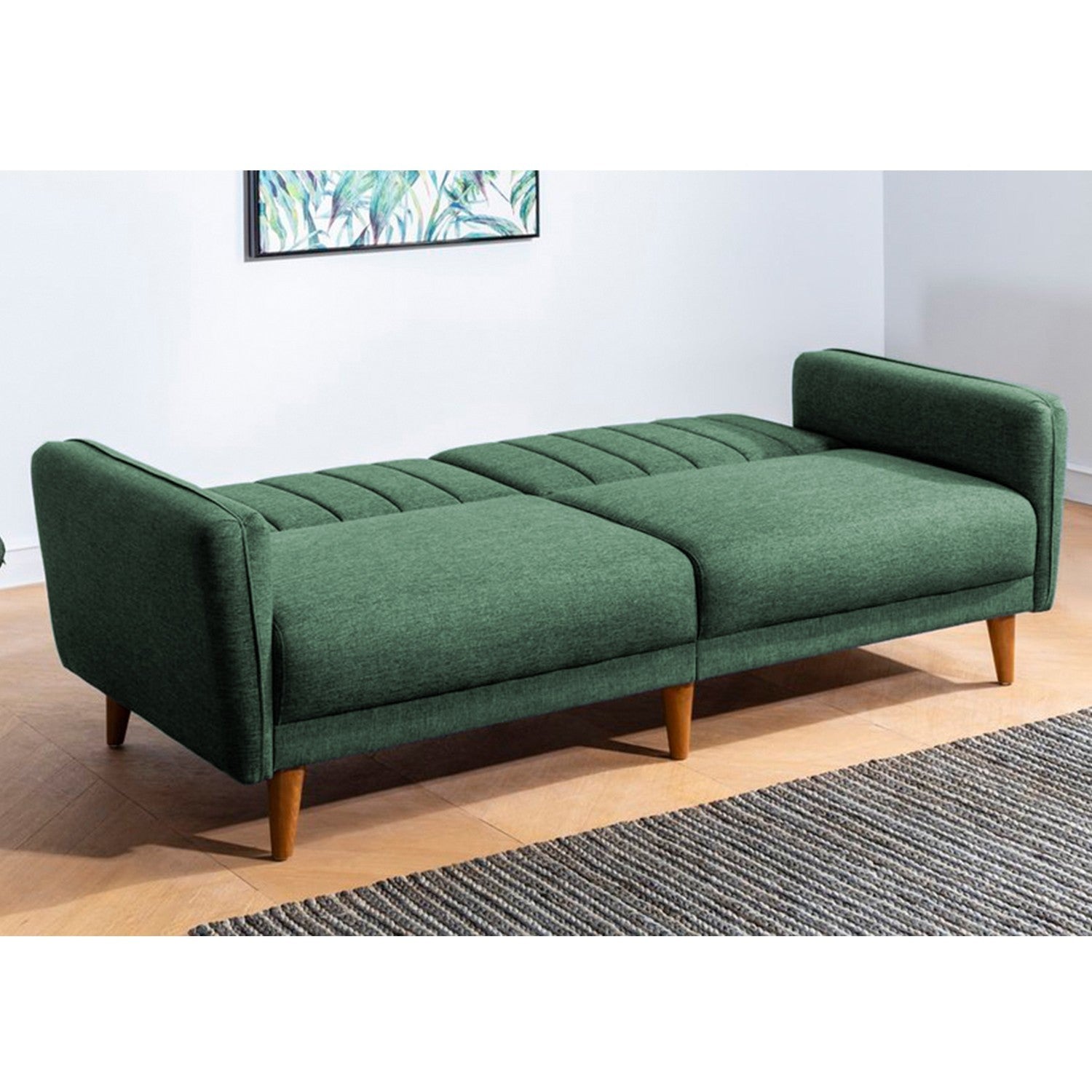 Ensemble canapé convertible 2 places et fauteuil Ikaria Tissu Vert
