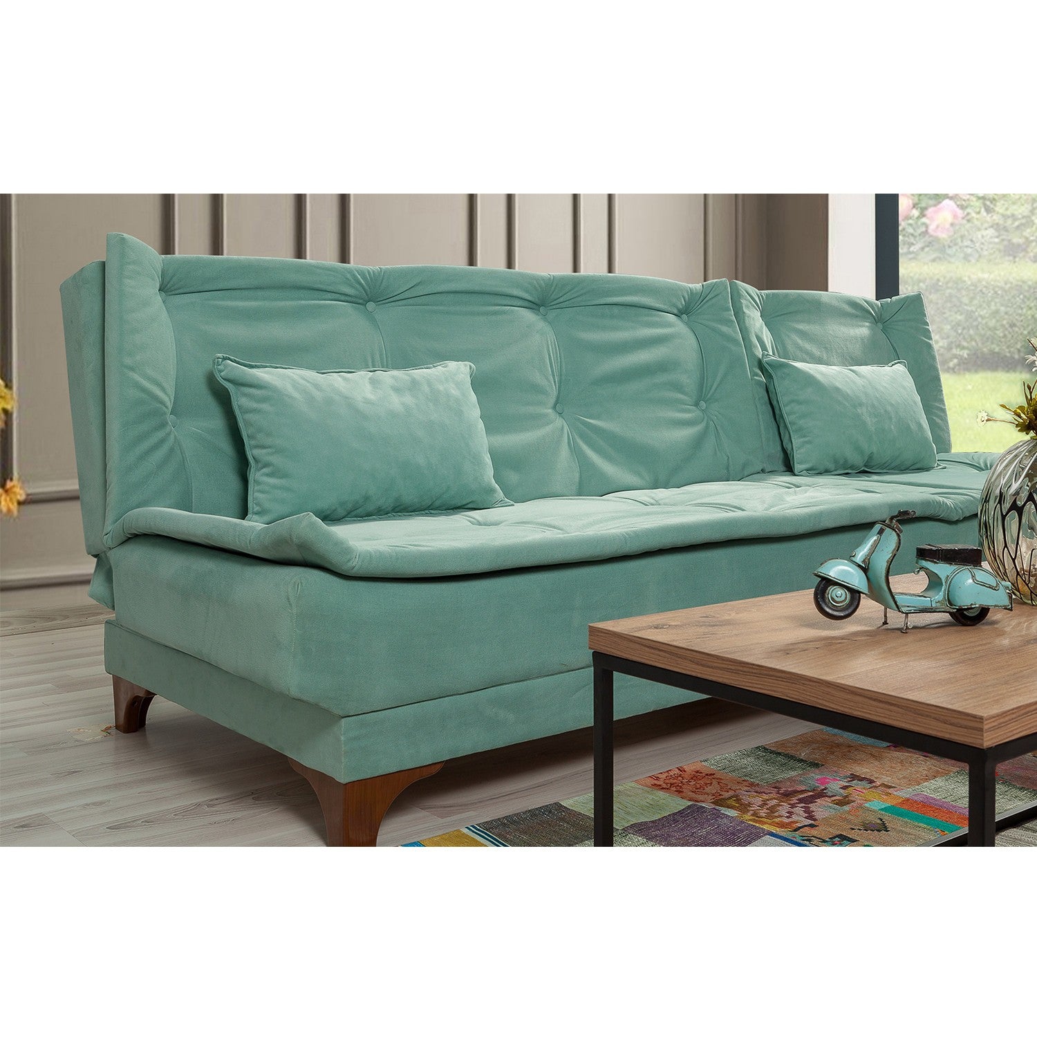 Canapé-lit d'angle Kelebek Corner Right - Sea Green