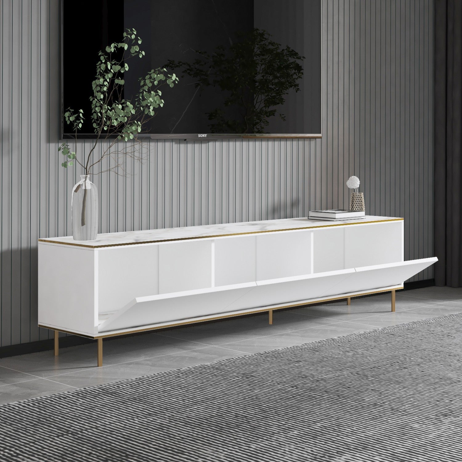 Meuble TV Imaj - Marble, White