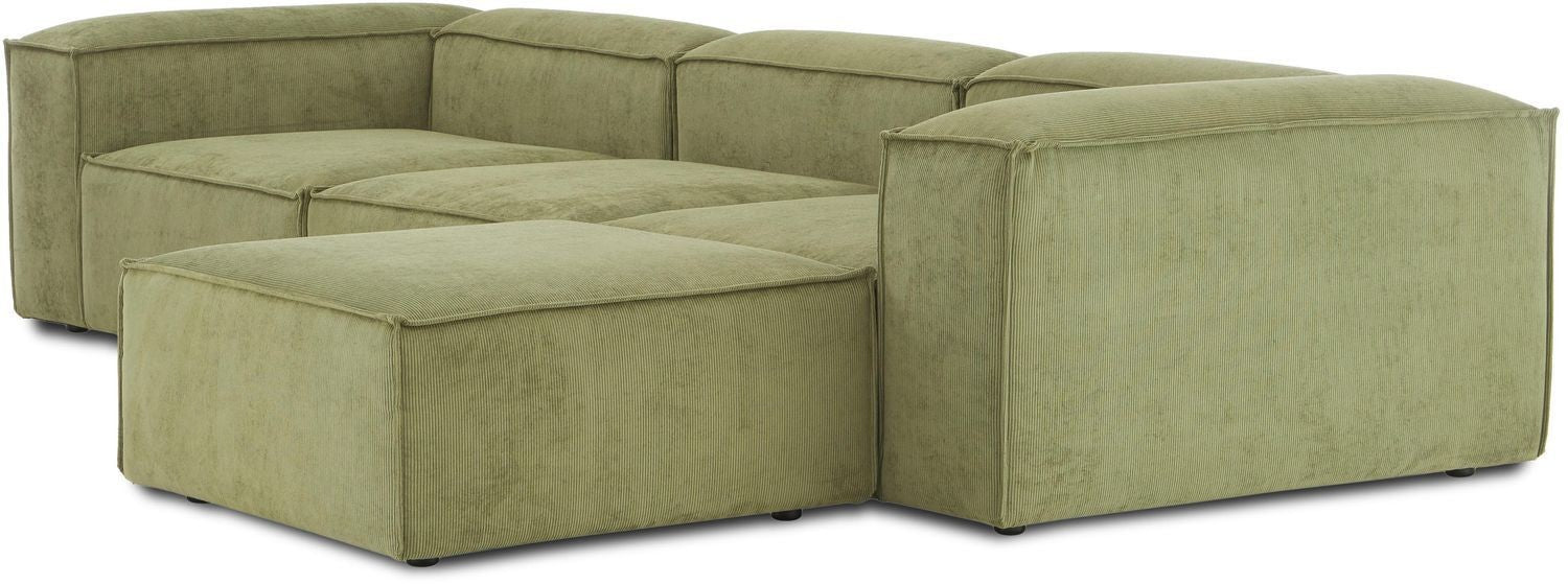 Canapé modulable 4 places en velours côtelé avec pouf Frida